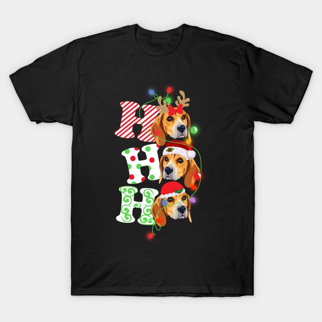 Ho Ho Ho Funny Christmas For Beagle Lovers T-Shirt by wheeleripjm